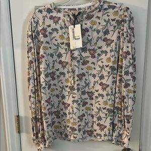 Barbour Floral Blouse with Purple and Yellow Accents